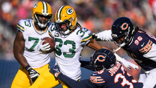The Bears can expect to get a healthy dose of Aaron Jones and AJ Dillon on Sunday.
